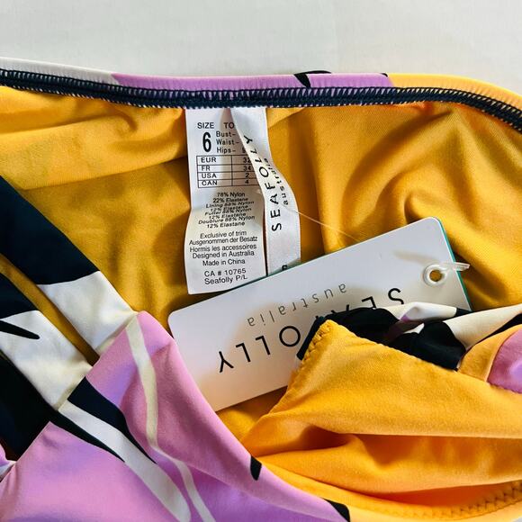 Seafolly Printed Multi Strap Hipster Bikini Bottom Size 6 NWT - Picture 5 of 6